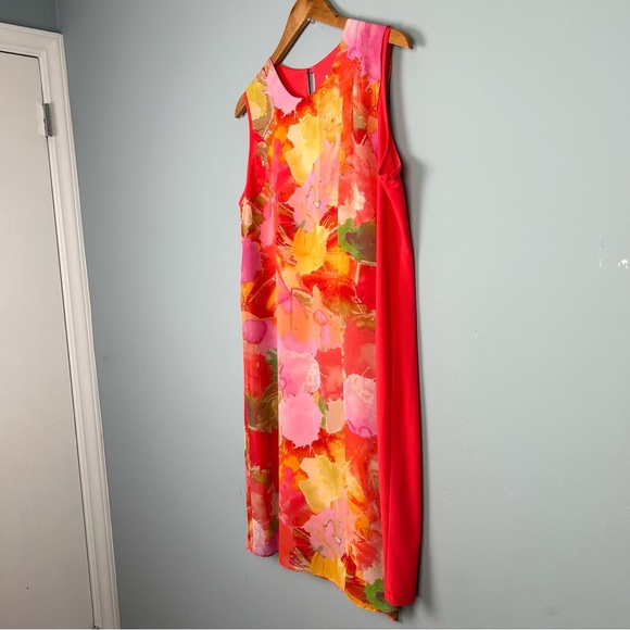 Scapa Lauren Perre sleeveless orange floral print dress size XL keyhole back - Picture 5 of 12